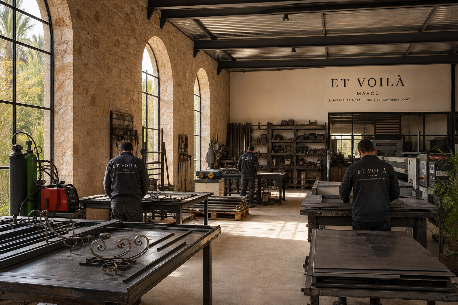 Contemporary luxury architectural workshop in Marrakech — engineering meets craftsmanship